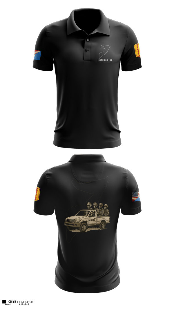 Short Sleeve Performance Polo, 180th ESC 1st, Army, Teamtime, Team time, sublimation, custom sports apparel, team uniforms, spirit wear, spiritwear, sports uniforms, custom shirts, team store, custom team store, fundraiser sports, apparel fundraiser