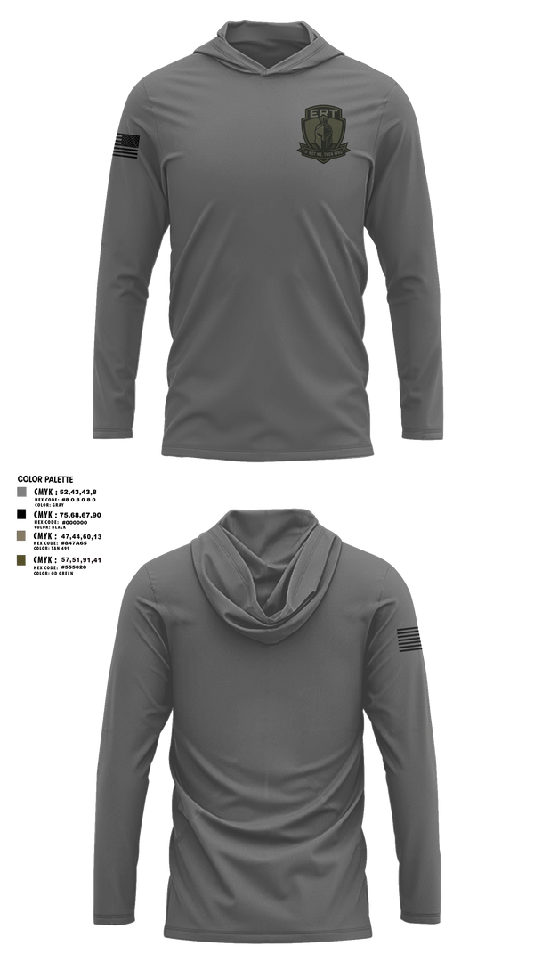 Long Sleeve Performance Shirt with hood, Sheboygan PD ERT, Police, Teamtime, Team time, sublimation, custom sports apparel, team uniforms, spirit wear, spiritwear, sports uniforms, custom shirts, team store, custom team store, fundraiser sports, apparel fundraiser