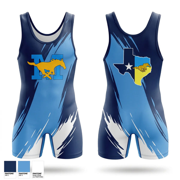 Wrestling Singlet, Mustangs, Wrestling, Teamtime, Team time, sublimation, custom sports apparel, team uniforms, spirit wear, spiritwear, sports uniforms, custom shirts, team store, custom team store, fundraiser sports, apparel fundraiser