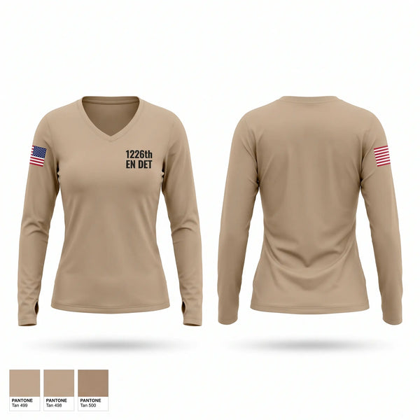 Womens Long Sleeve Vneck Shirt, 1226th EN DET, Army, Teamtime, Team time, sublimation, custom sports apparel, team uniforms, spirit wear, spiritwear, sports uniforms, custom shirts, team store, custom team store, fundraiser sports, apparel fundraiser