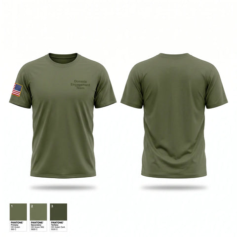 Old School Cotton Feel Shirt, Oceania Engagement Team, Army, Teamtime, Team time, sublimation, custom sports apparel, team uniforms, spirit wear, spiritwear, sports uniforms, custom shirts, team store, custom team store, fundraiser sports, apparel fundraiser