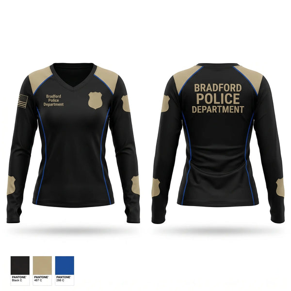 Womens Long Sleeve Vneck Shirt, Bradford police department, Police, Teamtime, Team time, sublimation, custom sports apparel, team uniforms, spirit wear, spiritwear, sports uniforms, custom shirts, team store, custom team store, fundraiser sports, apparel fundraiser