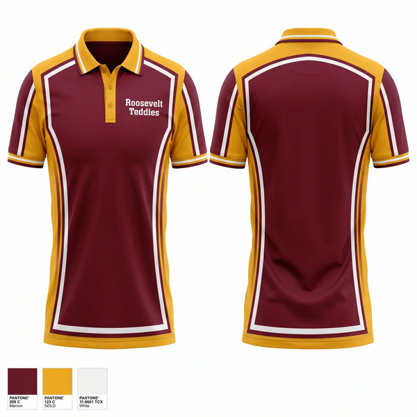 Short Sleeve Performance Polo, Roosevelt Teddies, Women's Basketball, Teamtime, Team time, sublimation, custom sports apparel, team uniforms, spirit wear, spiritwear, sports uniforms, custom shirts, team store, custom team store, fundraiser sports, apparel fundraiser