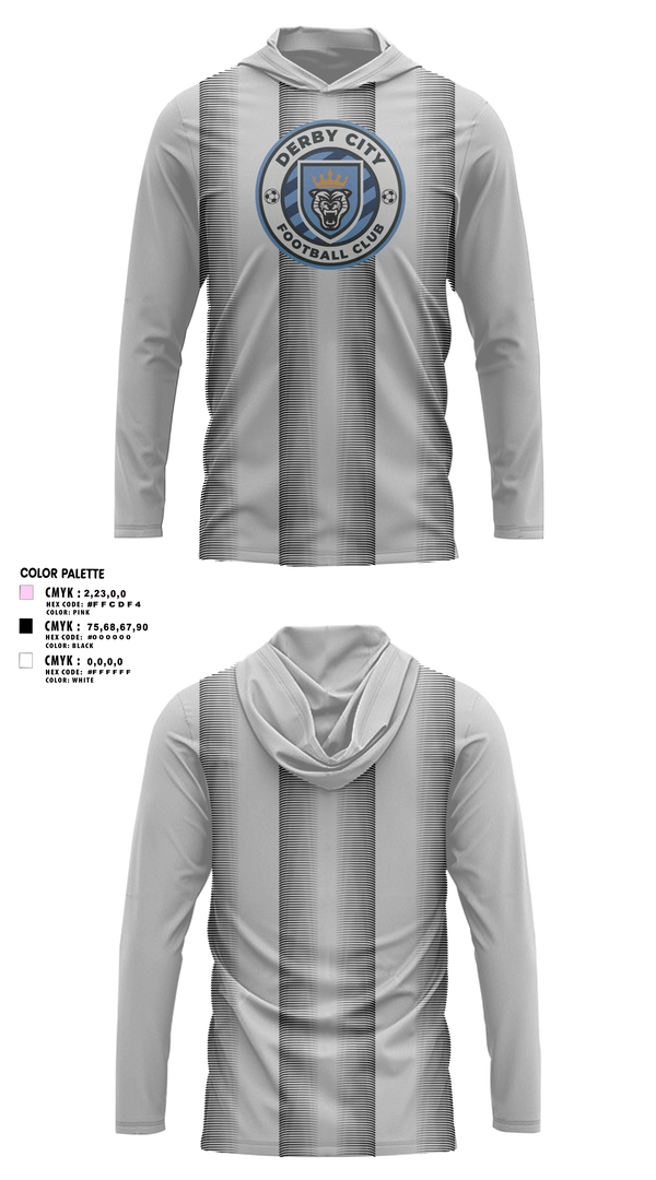 Long Sleeve Performance Shirt with hood, Derby City FC, Men's Soccer, Teamtime, Team time, sublimation, custom sports apparel, team uniforms, spirit wear, spiritwear, sports uniforms, custom shirts, team store, custom team store, fundraiser sports, apparel fundraiser