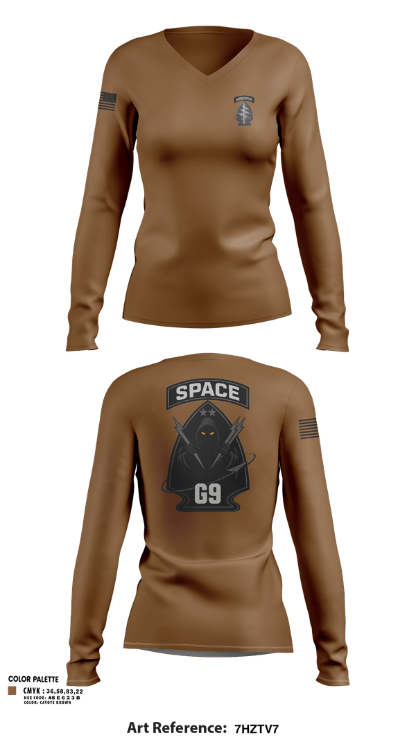 Womens Long Sleeve Vneck Shirt, 1st Special Forces CMD, Army, Teamtime, Team time, sublimation, custom sports apparel, team uniforms, spirit wear, spiritwear, sports uniforms, custom shirts, team store, custom team store, fundraiser sports, apparel fundraiser