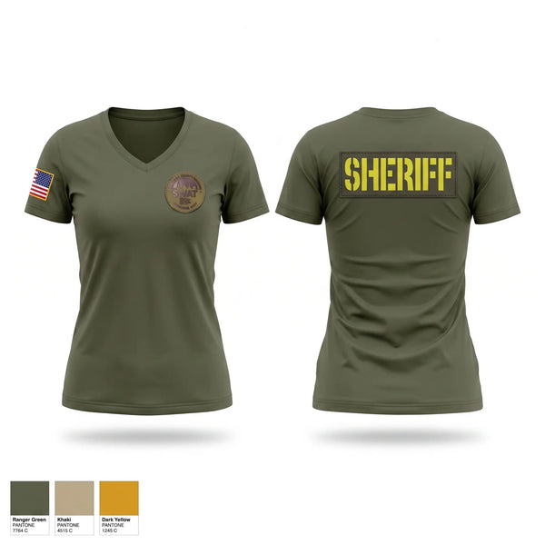 Womens Short Sleeve Vneck Shirt, Cuyahoga County Sheriff’s Department, Police, Teamtime, Team time, sublimation, custom sports apparel, team uniforms, spirit wear, spiritwear, sports uniforms, custom shirts, team store, custom team store, fundraiser sports, apparel fundraiser