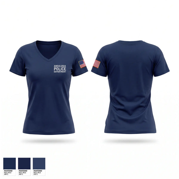 Womens Short Sleeve Vneck Shirt, Andalusia Police Department, Police, Teamtime, Team time, sublimation, custom sports apparel, team uniforms, spirit wear, spiritwear, sports uniforms, custom shirts, team store, custom team store, fundraiser sports, apparel fundraiser