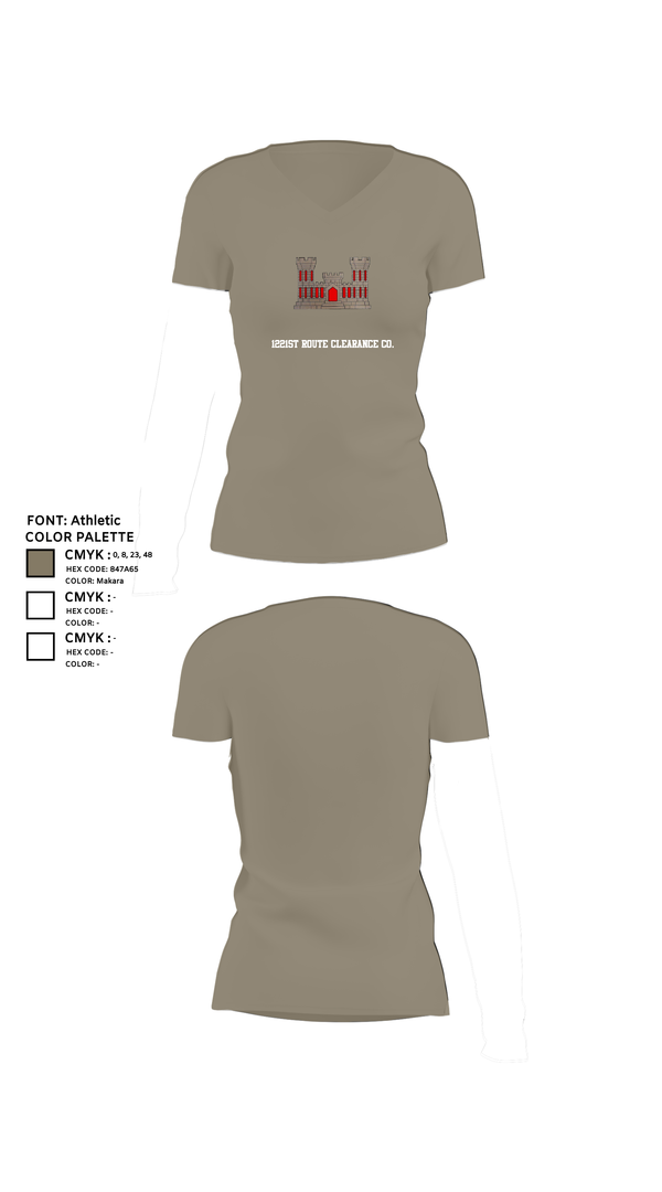 Womens Short Sleeve Vneck Shirt, 1221st Route Clearance Co., National Guard, Teamtime, Team time, sublimation, custom sports apparel, team uniforms, spirit wear, spiritwear, sports uniforms, custom shirts, team store, custom team store, fundraiser sports, apparel fundraiser