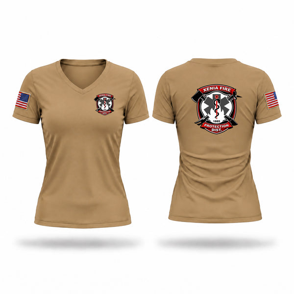 Womens Short Sleeve Vneck Shirt, XENIA FIRE PROTECTION DISTRICT, Fire Department, Teamtime, Team time, sublimation, custom sports apparel, team uniforms, spirit wear, spiritwear, sports uniforms, custom shirts, team store, custom team store, fundraiser sports, apparel fundraiser