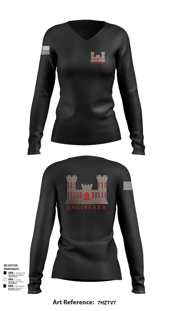 Womens Long Sleeve Vneck Shirt, 817th engineer sapper, , Teamtime, Team time, sublimation, custom sports apparel, team uniforms, spirit wear, spiritwear, sports uniforms, custom shirts, team store, custom team store, fundraiser sports, apparel fundraiser