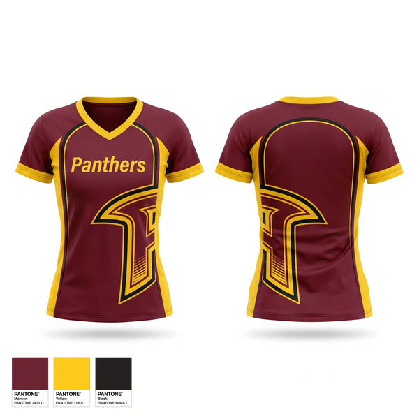 Womens Short Sleeve Vneck Shirt, Panthers, Women's Basketball, Teamtime, Team time, sublimation, custom sports apparel, team uniforms, spirit wear, spiritwear, sports uniforms, custom shirts, team store, custom team store, fundraiser sports, apparel fundraiser