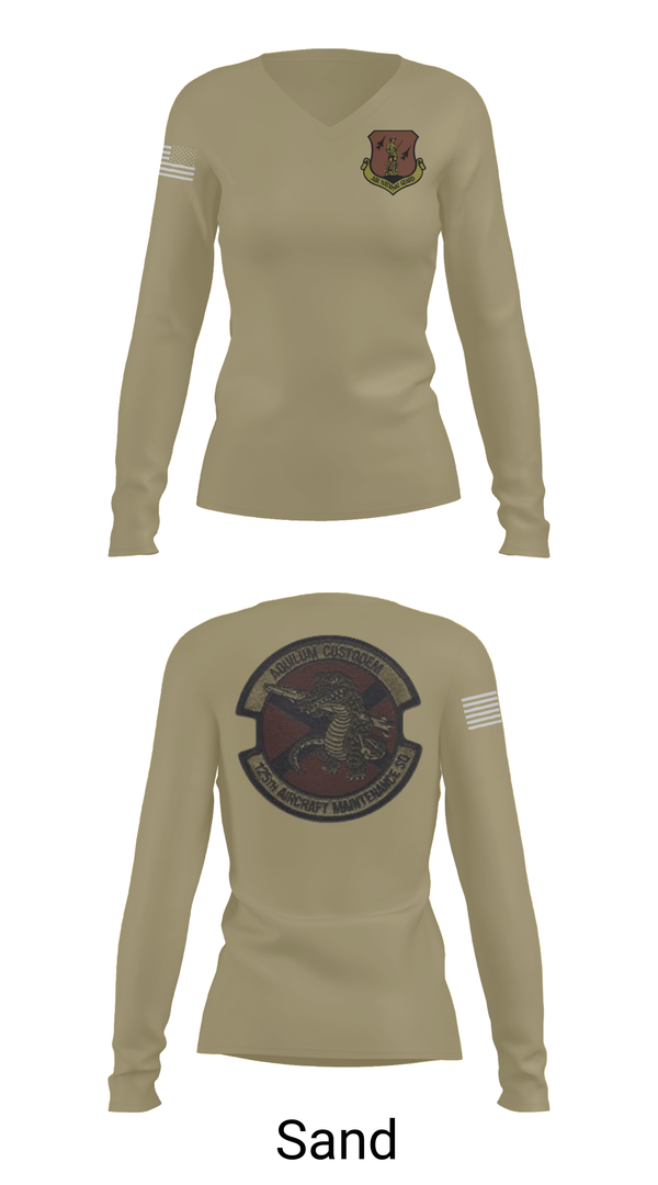 Womens Long Sleeve Vneck Shirt, 125th Tactical Aircraft Maintenance SQ, , Teamtime, Team time, sublimation, custom sports apparel, team uniforms, spirit wear, spiritwear, sports uniforms, custom shirts, team store, custom team store, fundraiser sports, apparel fundraiser