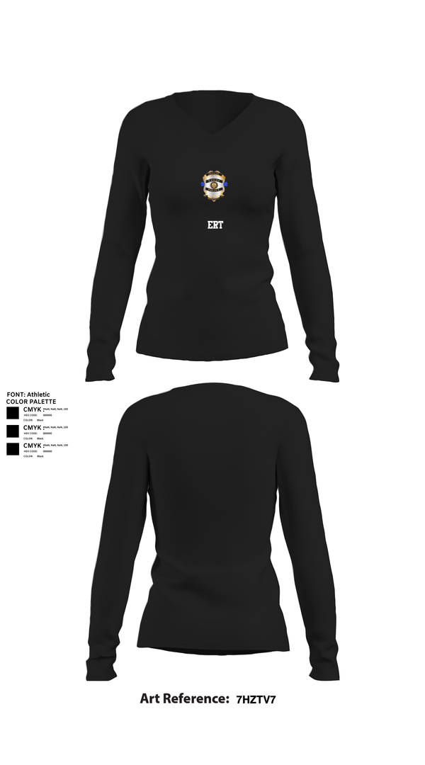 Womens Long Sleeve Vneck Shirt, ERT, Police, Teamtime, Team time, sublimation, custom sports apparel, team uniforms, spirit wear, spiritwear, sports uniforms, custom shirts, team store, custom team store, fundraiser sports, apparel fundraiser