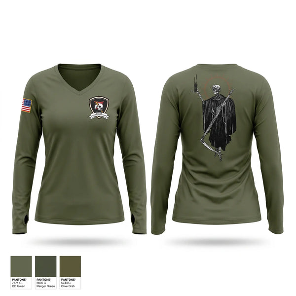 Womens Long Sleeve Vneck Shirt, Combat Logistics Battalion 31, Marines, Teamtime, Team time, sublimation, custom sports apparel, team uniforms, spirit wear, spiritwear, sports uniforms, custom shirts, team store, custom team store, fundraiser sports, apparel fundraiser