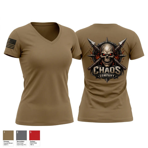 Womens Short Sleeve Vneck Shirt, Chaos Company, Army, Teamtime, Team time, sublimation, custom sports apparel, team uniforms, spirit wear, spiritwear, sports uniforms, custom shirts, team store, custom team store, fundraiser sports, apparel fundraiser