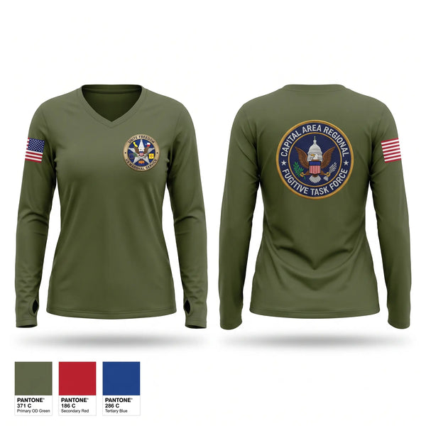 Womens Long Sleeve Vneck Shirt, Unite Freedom 250th Taskforce, Police, Teamtime, Team time, sublimation, custom sports apparel, team uniforms, spirit wear, spiritwear, sports uniforms, custom shirts, team store, custom team store, fundraiser sports, apparel fundraiser