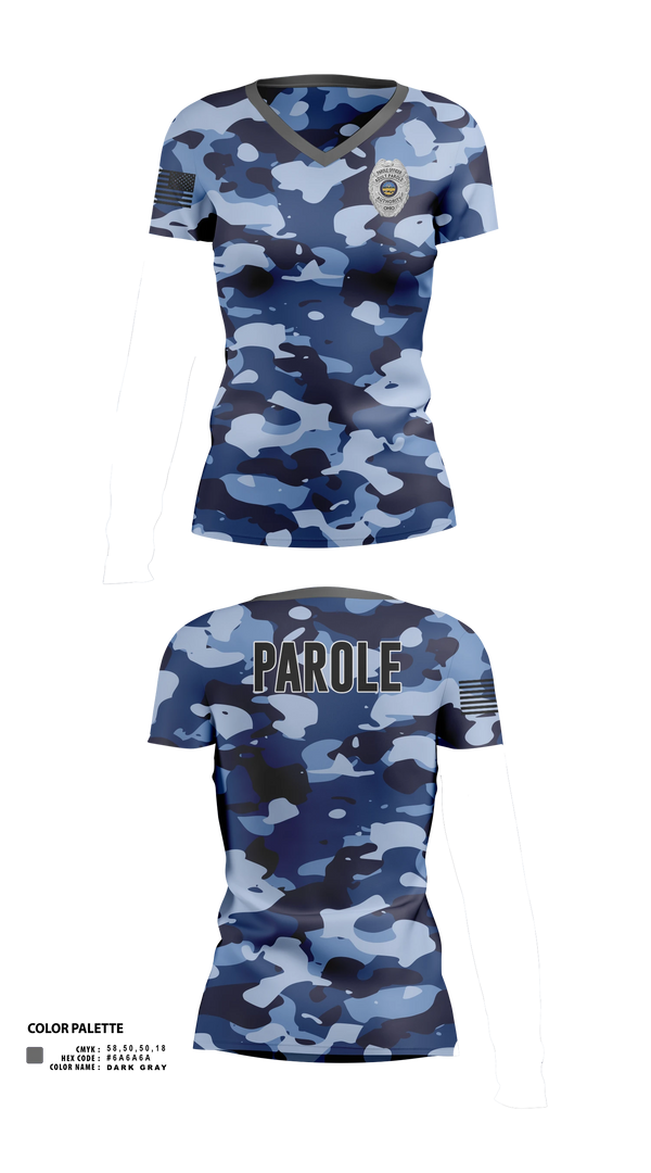 Womens Short Sleeve Vneck Shirt, Adult Parole Authority, Police, Teamtime, Team time, sublimation, custom sports apparel, team uniforms, spirit wear, spiritwear, sports uniforms, custom shirts, team store, custom team store, fundraiser sports, apparel fundraiser