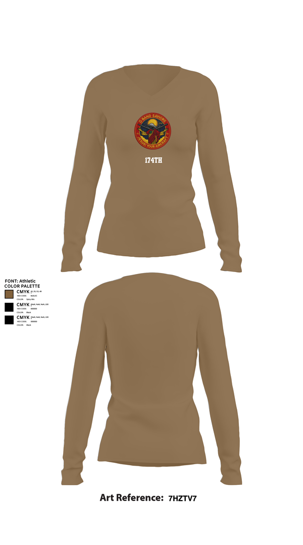 Womens Long Sleeve Vneck Shirt, 174th, , Teamtime, Team time, sublimation, custom sports apparel, team uniforms, spirit wear, spiritwear, sports uniforms, custom shirts, team store, custom team store, fundraiser sports, apparel fundraiser