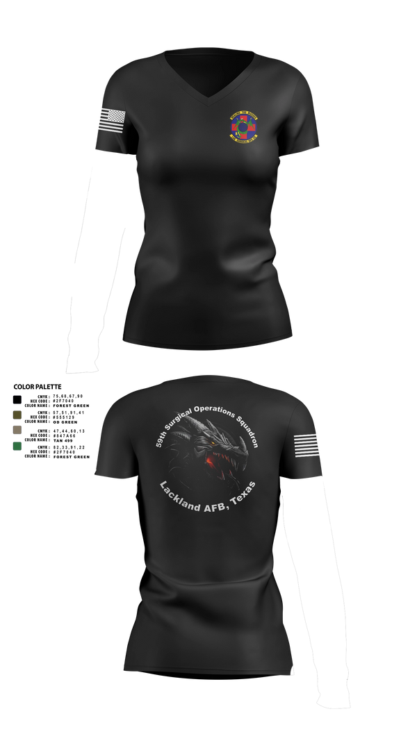 Womens Short Sleeve Vneck Shirt, 59th Surgical Operations Squadron, Air Force, Teamtime, Team time, sublimation, custom sports apparel, team uniforms, spirit wear, spiritwear, sports uniforms, custom shirts, team store, custom team store, fundraiser sports, apparel fundraiser