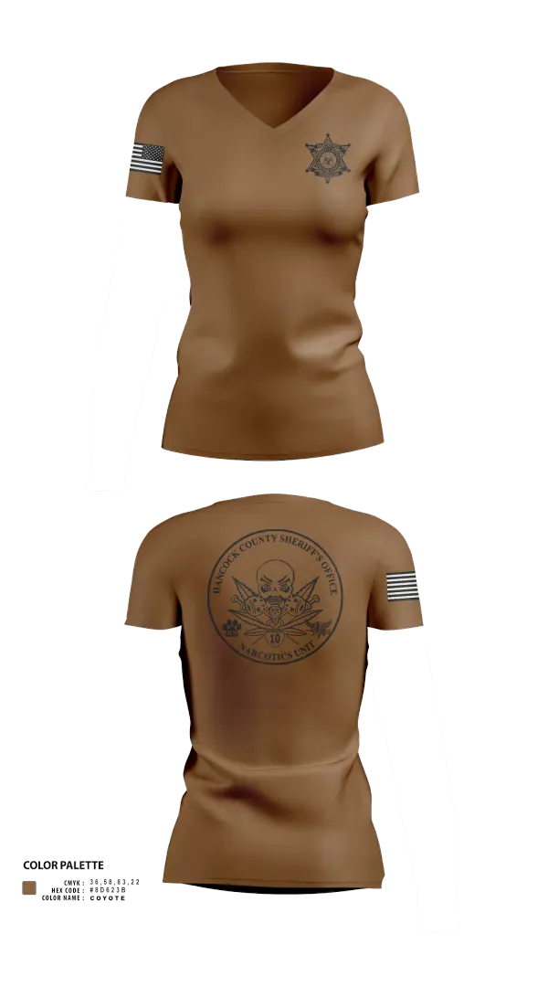 Womens Short Sleeve Vneck Shirt, Hancock County Sheriff’s Office, Police, Teamtime, Team time, sublimation, custom sports apparel, team uniforms, spirit wear, spiritwear, sports uniforms, custom shirts, team store, custom team store, fundraiser sports, apparel fundraiser