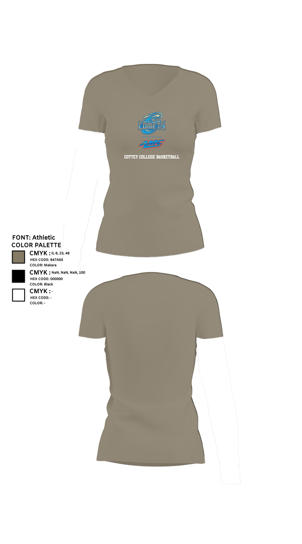Womens Short Sleeve Vneck Shirt, Cottey College Basketball, Women's Basketball, Teamtime, Team time, sublimation, custom sports apparel, team uniforms, spirit wear, spiritwear, sports uniforms, custom shirts, team store, custom team store, fundraiser sports, apparel fundraiser