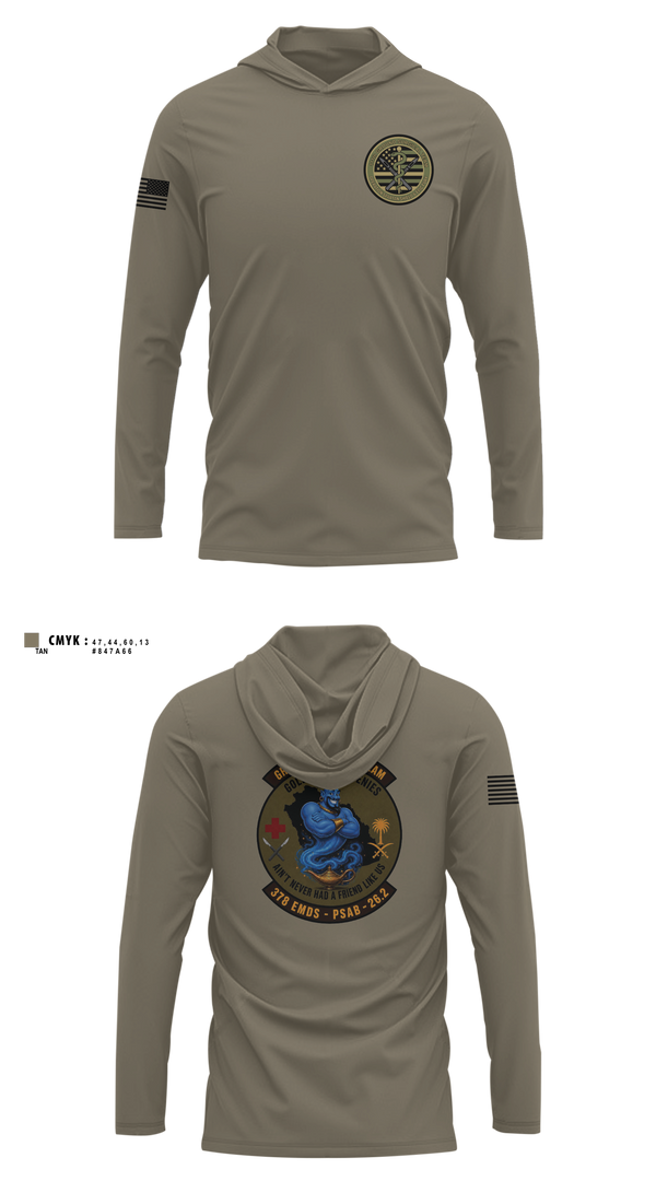 Long Sleeve Performance Shirt with hood, 111th Ground Surgical Team, Air Force, Teamtime, Team time, sublimation, custom sports apparel, team uniforms, spirit wear, spiritwear, sports uniforms, custom shirts, team store, custom team store, fundraiser sports, apparel fundraiser