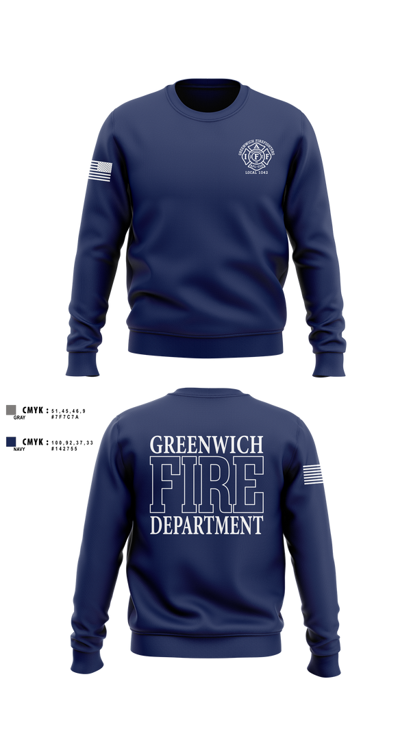 Crew Neck Sweatshirt, Greenwich Fire Local 1042, Fire Department, Teamtime, Team time, sublimation, custom sports apparel, team uniforms, spirit wear, spiritwear, sports uniforms, custom shirts, team store, custom team store, fundraiser sports, apparel fundraiser