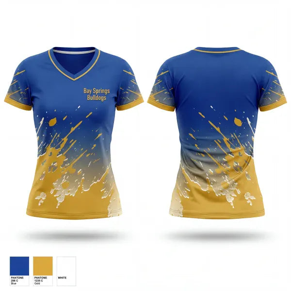 Womens Short Sleeve Vneck Shirt, Bay Springs Bulldogs, Baseball, Teamtime, Team time, sublimation, custom sports apparel, team uniforms, spirit wear, spiritwear, sports uniforms, custom shirts, team store, custom team store, fundraiser sports, apparel fundraiser