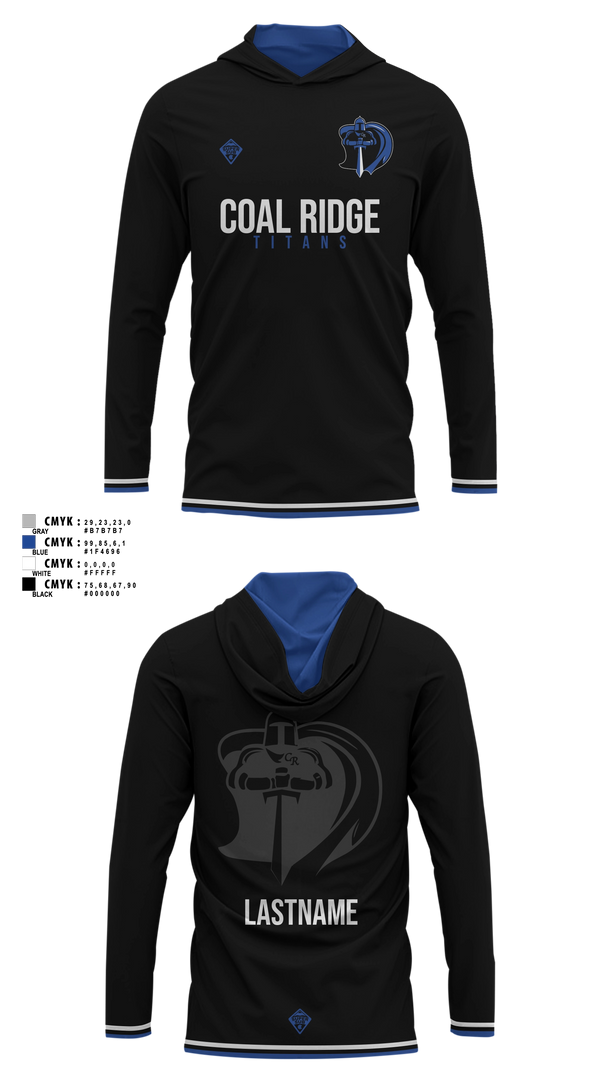 Long Sleeve Performance Shirt with hood, Coal Ridge HS Boys Soccer, Men's Soccer, Teamtime, Team time, sublimation, custom sports apparel, team uniforms, spirit wear, spiritwear, sports uniforms, custom shirts, team store, custom team store, fundraiser sports, apparel fundraiser