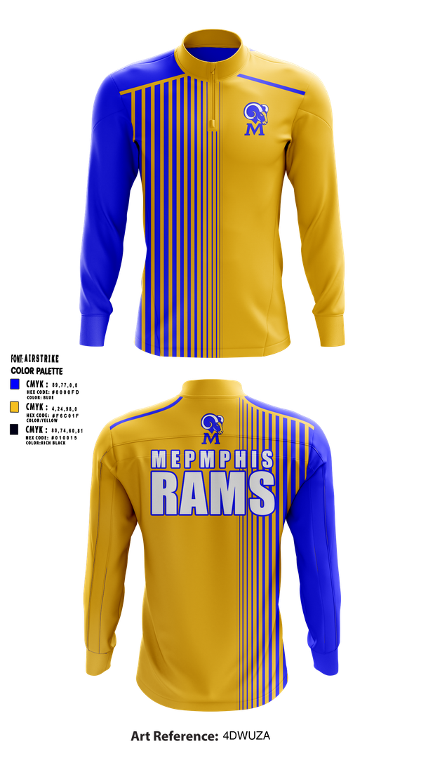 Quarter Zip Jacket, Memphis Rams, , Teamtime, Team time, sublimation, custom sports apparel, team uniforms, spirit wear, spiritwear, sports uniforms, custom shirts, team store, custom team store, fundraiser sports, apparel fundraiser