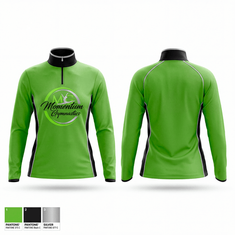 Quarter Zip Jacket, Momentum Gymnastics, Cheer, Teamtime, Team time, sublimation, custom sports apparel, team uniforms, spirit wear, spiritwear, sports uniforms, custom shirts, team store, custom team store, fundraiser sports, apparel fundraiser