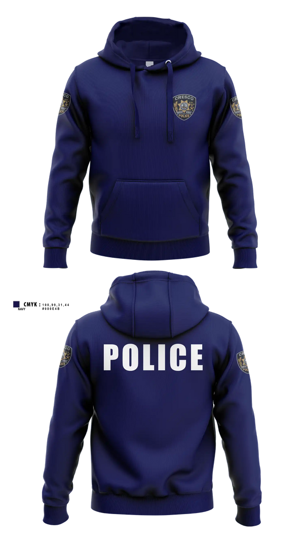 Hoodie, Cresco Police Department, Police, Teamtime, Team time, sublimation, custom sports apparel, team uniforms, spirit wear, spiritwear, sports uniforms, custom shirts, team store, custom team store, fundraiser sports, apparel fundraiser