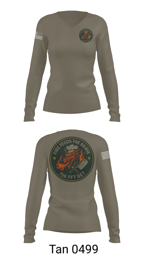 Womens Long Sleeve Vneck Shirt, 756th QM DET FFT, Army, Teamtime, Team time, sublimation, custom sports apparel, team uniforms, spirit wear, spiritwear, sports uniforms, custom shirts, team store, custom team store, fundraiser sports, apparel fundraiser