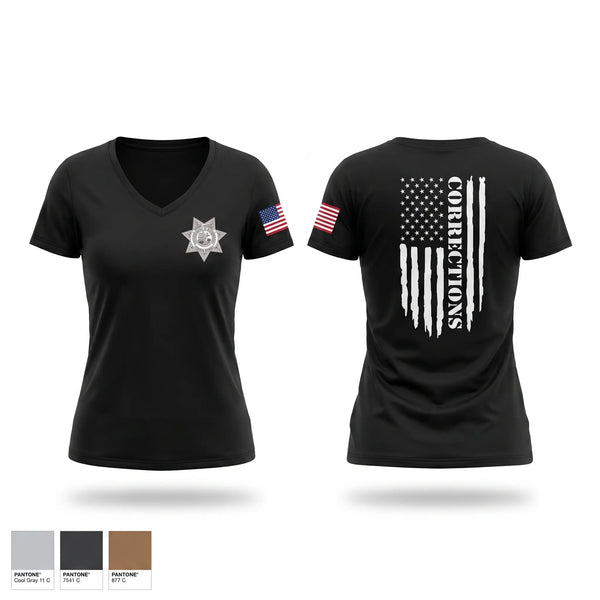 Womens Short Sleeve Vneck Shirt, Graham Correctional Center, Police, Teamtime, Team time, sublimation, custom sports apparel, team uniforms, spirit wear, spiritwear, sports uniforms, custom shirts, team store, custom team store, fundraiser sports, apparel fundraiser