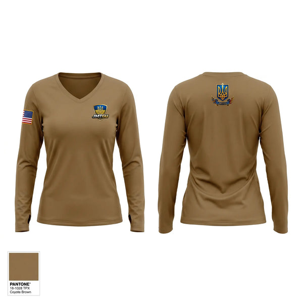 Womens Long Sleeve Vneck Shirt, ALPHA TEAM, Army, Teamtime, Team time, sublimation, custom sports apparel, team uniforms, spirit wear, spiritwear, sports uniforms, custom shirts, team store, custom team store, fundraiser sports, apparel fundraiser