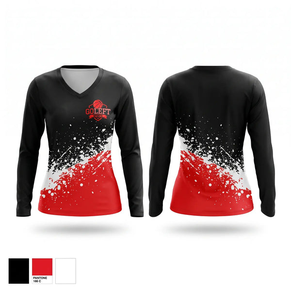 Womens Long Sleeve Vneck Shirt, Go Left Sports, Men's Basketball, Teamtime, Team time, sublimation, custom sports apparel, team uniforms, spirit wear, spiritwear, sports uniforms, custom shirts, team store, custom team store, fundraiser sports, apparel fundraiser