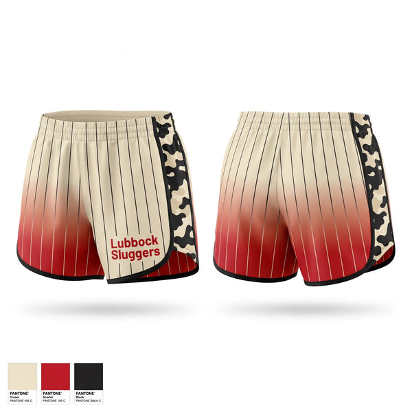 Womens Shorts, Lubbock Sluggers, Baseball, Teamtime, Team time, sublimation, custom sports apparel, team uniforms, spirit wear, spiritwear, sports uniforms, custom shirts, team store, custom team store, fundraiser sports, apparel fundraiser