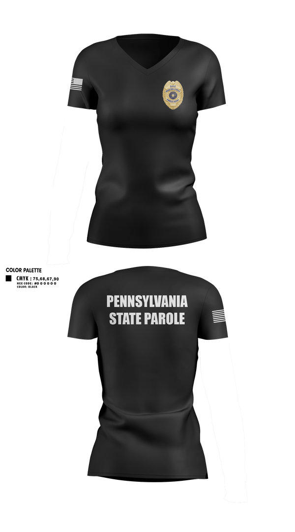 Womens Short Sleeve Vneck Shirt, Pennsylvania State Parole, Police, Teamtime, Team time, sublimation, custom sports apparel, team uniforms, spirit wear, spiritwear, sports uniforms, custom shirts, team store, custom team store, fundraiser sports, apparel fundraiser