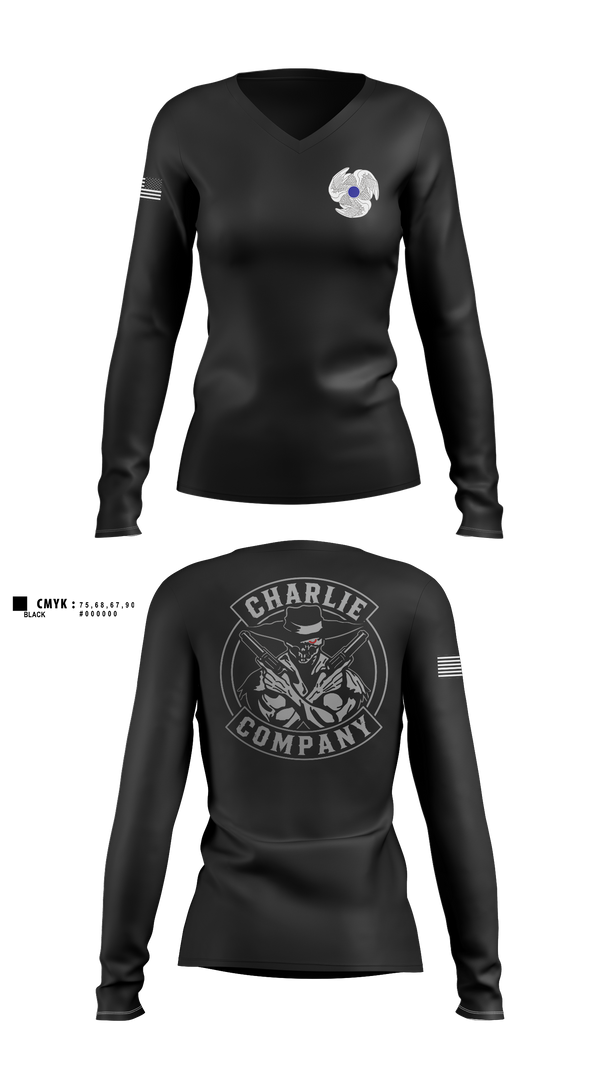 Womens Long Sleeve Vneck Shirt, C CO 1-222 AVN REGT, Army, Teamtime, Team time, sublimation, custom sports apparel, team uniforms, spirit wear, spiritwear, sports uniforms, custom shirts, team store, custom team store, fundraiser sports, apparel fundraiser