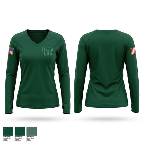 Womens Long Sleeve Vneck Shirt, 173 FW LRS, Air Force, Teamtime, Team time, sublimation, custom sports apparel, team uniforms, spirit wear, spiritwear, sports uniforms, custom shirts, team store, custom team store, fundraiser sports, apparel fundraiser