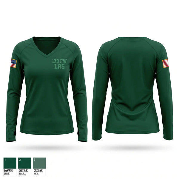 Womens Long Sleeve Vneck Shirt, 173 FW LRS, Air Force, Teamtime, Team time, sublimation, custom sports apparel, team uniforms, spirit wear, spiritwear, sports uniforms, custom shirts, team store, custom team store, fundraiser sports, apparel fundraiser