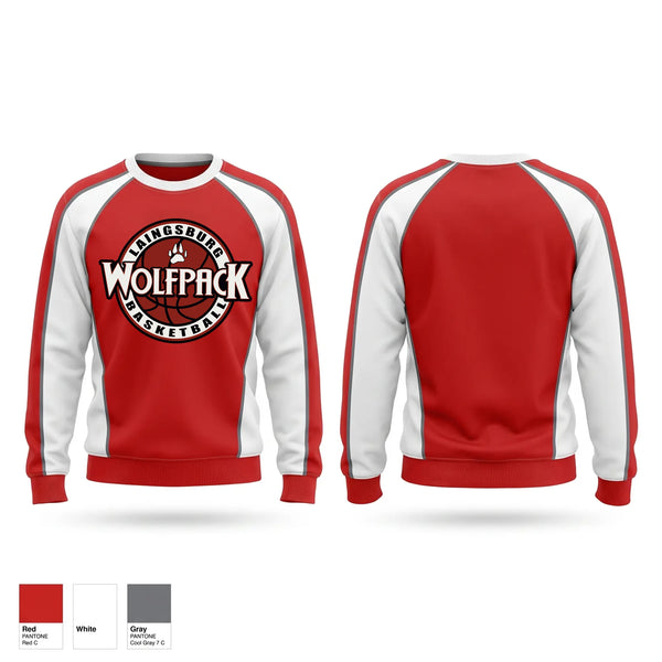 Crew Neck Sweatshirt, Laingsburg Wolfpack, Men's Basketball, Teamtime, Team time, sublimation, custom sports apparel, team uniforms, spirit wear, spiritwear, sports uniforms, custom shirts, team store, custom team store, fundraiser sports, apparel fundraiser