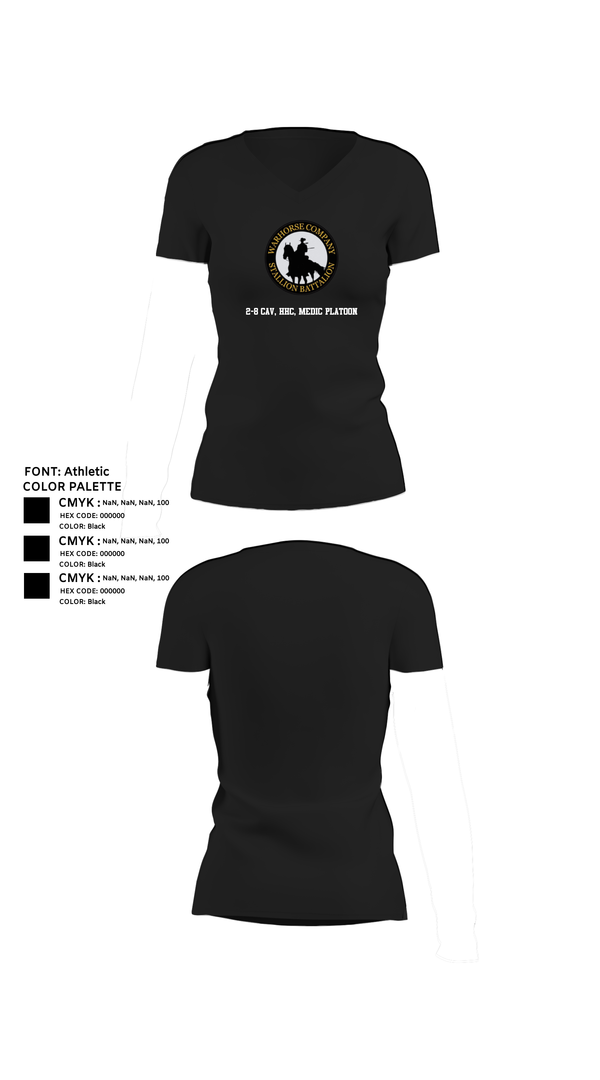 Womens Short Sleeve Vneck Shirt, 2-8 Cav, HHC, Medic Platoon, , Teamtime, Team time, sublimation, custom sports apparel, team uniforms, spirit wear, spiritwear, sports uniforms, custom shirts, team store, custom team store, fundraiser sports, apparel fundraiser