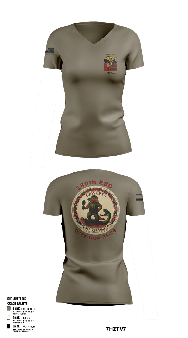 Womens Short Sleeve Vneck Shirt, 180th ESC, Army, Teamtime, Team time, sublimation, custom sports apparel, team uniforms, spirit wear, spiritwear, sports uniforms, custom shirts, team store, custom team store, fundraiser sports, apparel fundraiser