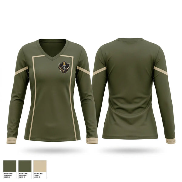 Womens Long Sleeve Vneck Shirt, Clarksville pirates, Baseball, Teamtime, Team time, sublimation, custom sports apparel, team uniforms, spirit wear, spiritwear, sports uniforms, custom shirts, team store, custom team store, fundraiser sports, apparel fundraiser