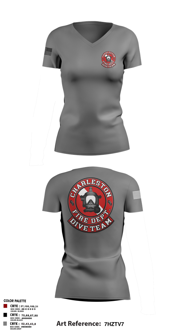 Womens Short Sleeve Vneck Shirt, Charleston Fire Dept Dive Team, Fire Department, Teamtime, Team time, sublimation, custom sports apparel, team uniforms, spirit wear, spiritwear, sports uniforms, custom shirts, team store, custom team store, fundraiser sports, apparel fundraiser