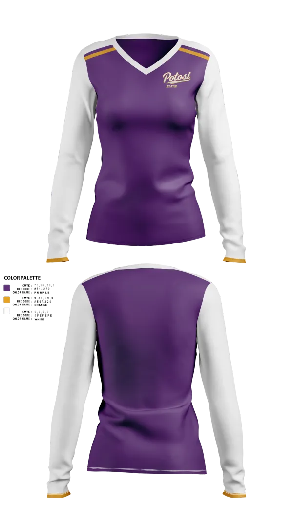 Womens Long Sleeve Vneck Shirt, Potosi Elite, Softball, Teamtime, Team time, sublimation, custom sports apparel, team uniforms, spirit wear, spiritwear, sports uniforms, custom shirts, team store, custom team store, fundraiser sports, apparel fundraiser