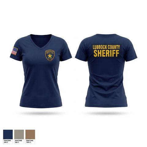 Womens Short Sleeve Vneck Shirt, Lubbock County Sheriff’s Office, Police, Teamtime, Team time, sublimation, custom sports apparel, team uniforms, spirit wear, spiritwear, sports uniforms, custom shirts, team store, custom team store, fundraiser sports, apparel fundraiser