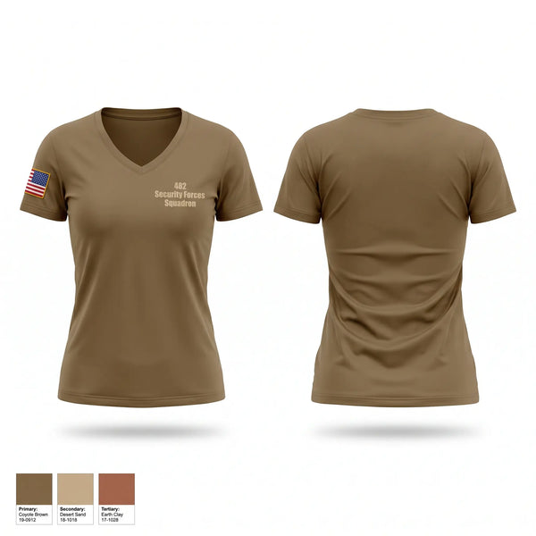 Womens Short Sleeve Vneck Shirt, 482 Security Forces Squadron, Air Force, Teamtime, Team time, sublimation, custom sports apparel, team uniforms, spirit wear, spiritwear, sports uniforms, custom shirts, team store, custom team store, fundraiser sports, apparel fundraiser