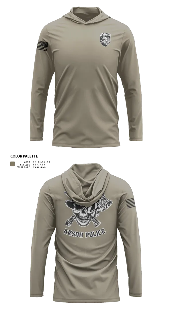 Long Sleeve Performance Shirt with hood, La Marque Arson Police, Police, Teamtime, Team time, sublimation, custom sports apparel, team uniforms, spirit wear, spiritwear, sports uniforms, custom shirts, team store, custom team store, fundraiser sports, apparel fundraiser